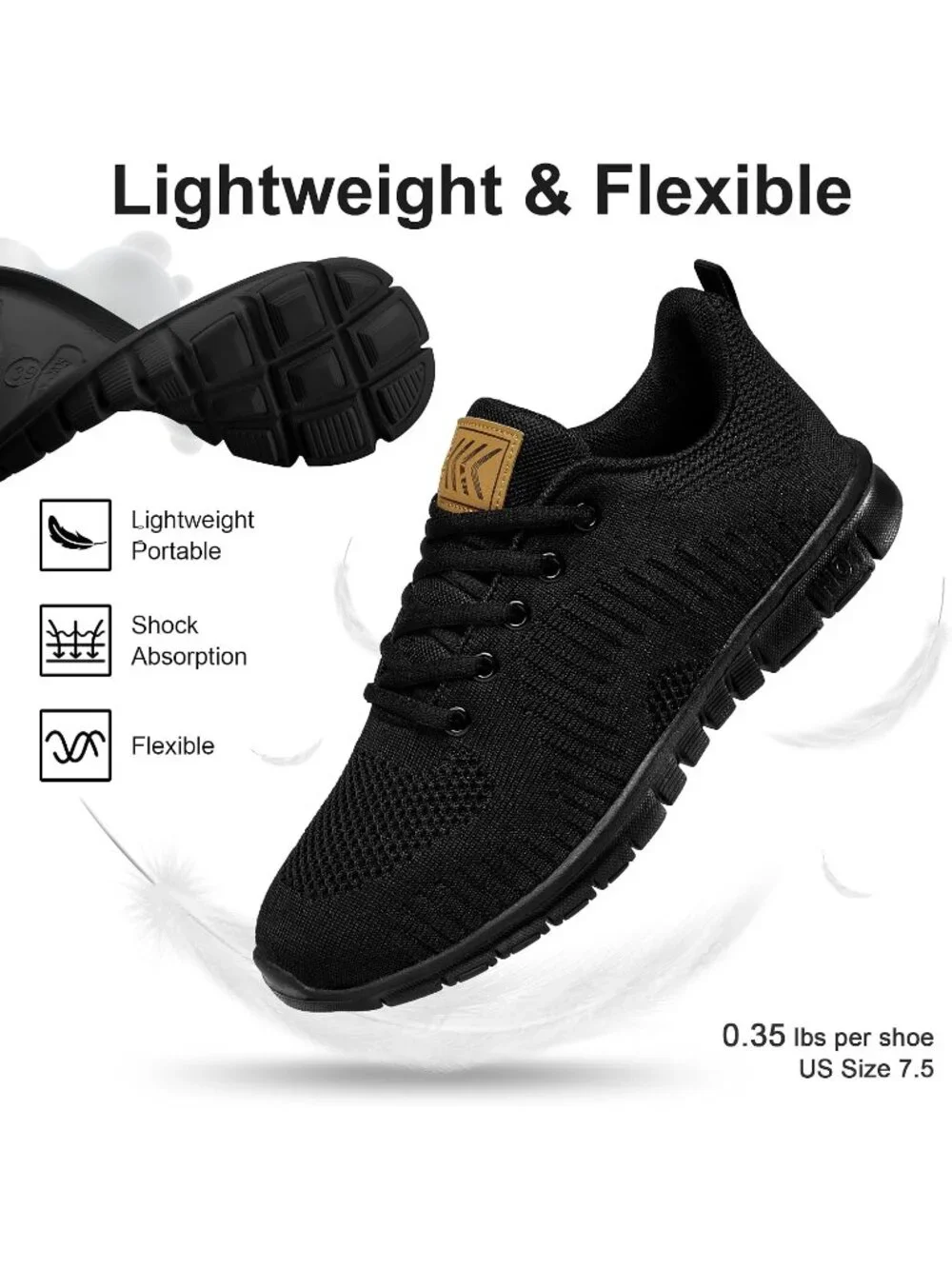 Women's All Black Lightweight Non Slip Comfortable Breathable Pull On Sneakers